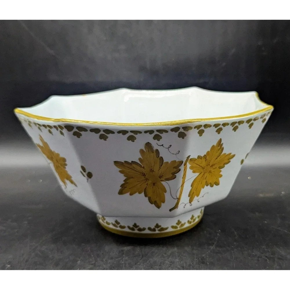 Vintage Italian Faience Pottery Octagon Shaped Salad Pasta Bowl 9'